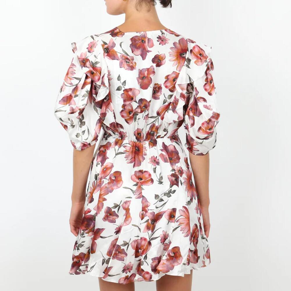 The Kooples Pastel Daisy Satin Dress Viscose Silk Blend US Small $418 MSRP NWT - Picture 2 of 11